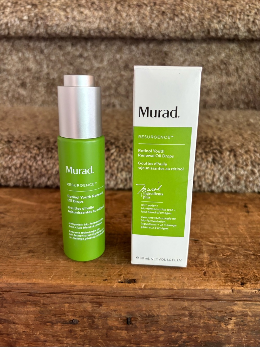 Murad Retinol Youth Renewal Oil Drops - Bright Green Bottle with White Box